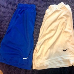 blue and/or white nike shorts